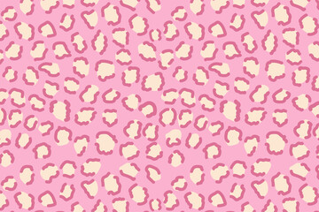 Fototapeta premium Leopard pink seamless pattern 70s 90s retro style.