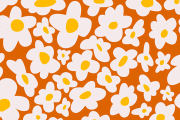 Retro flower hippie texture pattern 70s 80s. - 517194248