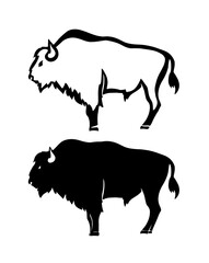Bison silloutte logo icon vector.