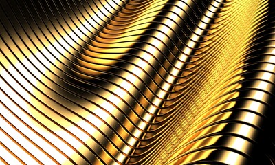 Golden abstract wavy liquid background