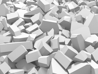 Pile of shattered white stone pieces