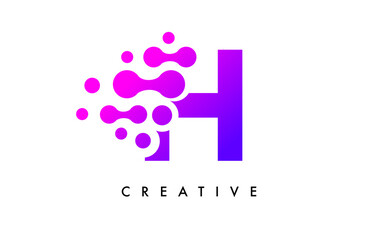 Bubbles Dots Letter H Logo Design. Creative Letter Icon with Blue Bubbles and Circular Dots Vector