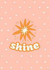 1970 shine vector vintage retro colorful card design. Graphic T-shirt, Cover, Sticker. Fun hippie lettering with 1970 groovy retro element. Colorful 1970 shine