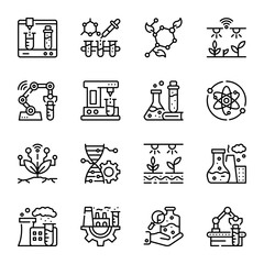 Trendy Line Icons of Lab Technology
