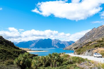 Scenic shot of Lake Wanaka in Wanaka, Otago, South Island, New Zealand