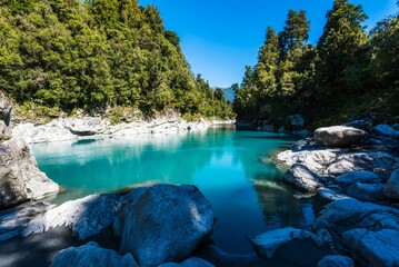 Scenic shot of the Hokitika Gorge in Westland District, West Coast, New Zealand