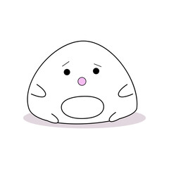 A sad sticker that is surprised. Japanese dessert mochi as a sticker.