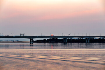 sunset over the river