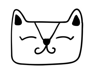 Cute handdrawn cat. Funny doodle kitty. Vector cartoon illustration