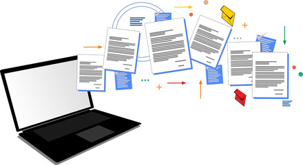 laptop and a collection of document files