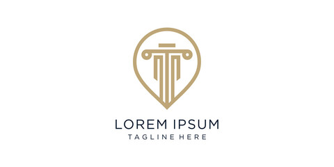 Law logo design concept vector with pin location style, lawyer, law firm, justice