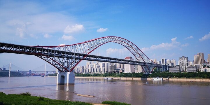 Beautiful View Of The Chaotianmen Bridge Under The Blue Sunny Sky