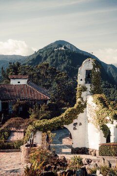 Vertical Shot Of The Monserrate Mountain In Bogota, Colombia