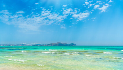 Turquoise sea Platja de Muro, Majorka