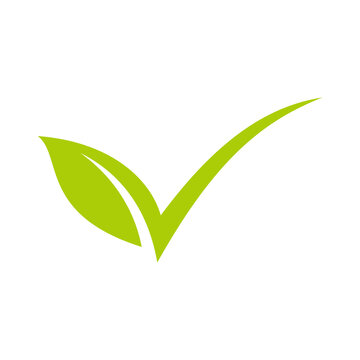 Check mark Green Leaf Environment Icon Vector Logo Template