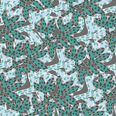 Contemporary strange leaves seamless pattern. Abstract tropical floral wallpaper.