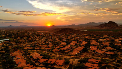 A high definition aerial shot of Las Sendas in east Mesa Arizona.
