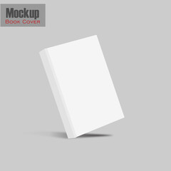 White vertical cover letter mockup template realistic image with sample illustration design. Vertical white hardcover book. Visual mockup. Template with sample design. 3D illustration.