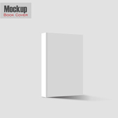 White vertical cover letter mockup template realistic image with sample illustration design. Vertical white hardcover book. Visual mockup. Template with sample design. 3D illustration.
