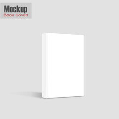 White vertical cover letter mockup template realistic image with sample illustration design. Vertical white hardcover book. Visual mockup. Template with sample design. 3D illustration.