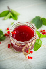 sweet summer jam from ripe red currants in a jar
