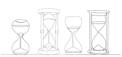 one continuous line drawing hourglass