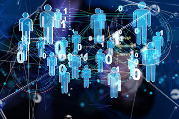 Lines connected with dots as social communication concept
