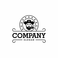 Cowboy Badge Vector Logo Design