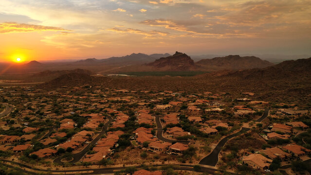 A High Definition Aerial Shot Of Las Sendas In East Mesa Arizona.
