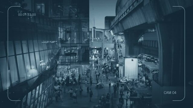 CCTV City Central Hub With Crowds Of People