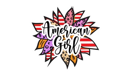 American Girl Sunflower Sublimation Design