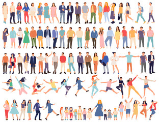 set of people, in flat style, isolated