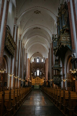 Fototapeta na wymiar Interior of Roskilde Cathedral in Denmark