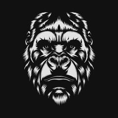 gorilla vector art sketch face. vector illustration