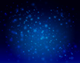 Vector background with BLUE bokeh, falling sparks, dust glitter. Circle abstract lights