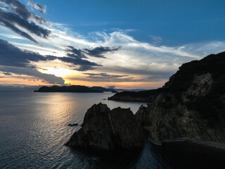 愛媛県西予市　夕暮れの須崎海岸