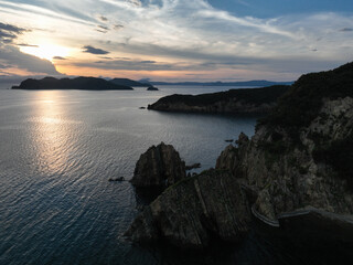 愛媛県西予市　夕暮れの須崎海岸