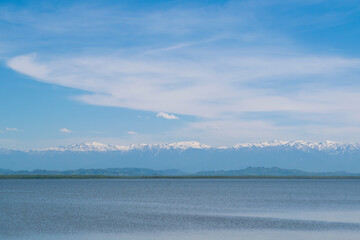 lake and mountains
