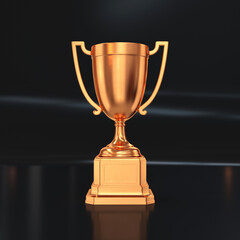 Bronze trophy cup on a black background, 3d render