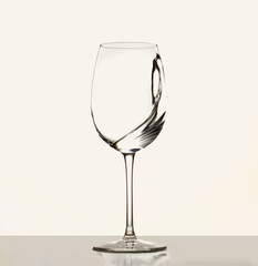 A splash of white wine in a glass for wine. Water splashes. Drinking water. Alcohol. Isolated on white background