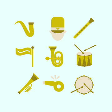 marching band icons design vector flat isolated vector illustration