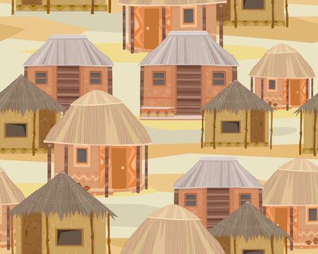 seamless texture with huts for your design