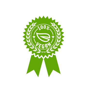 100 percent vegan badge isolated on white background