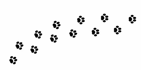 Animal paw prints. Vector illustration. Paw print foot trail. Dog, cat paw print. animal foot print. animal print. - obrazy, fototapety, plakaty