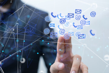 Hand Touching Email With Finger.