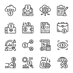 Linear Icons of Business and Money
