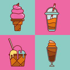 four ice creams products