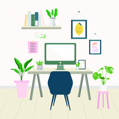 workplace modern home office illustration