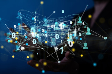 Abstract technology group and data 3d