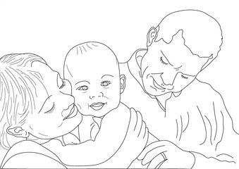 the family, mother father and child